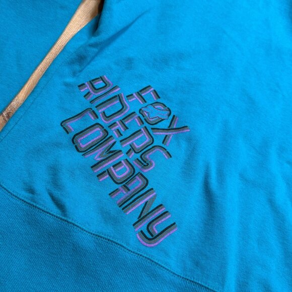 Y2K Fox Racing Teal Full Zip Grunge Hoodie Medium - Picture 4 of 7